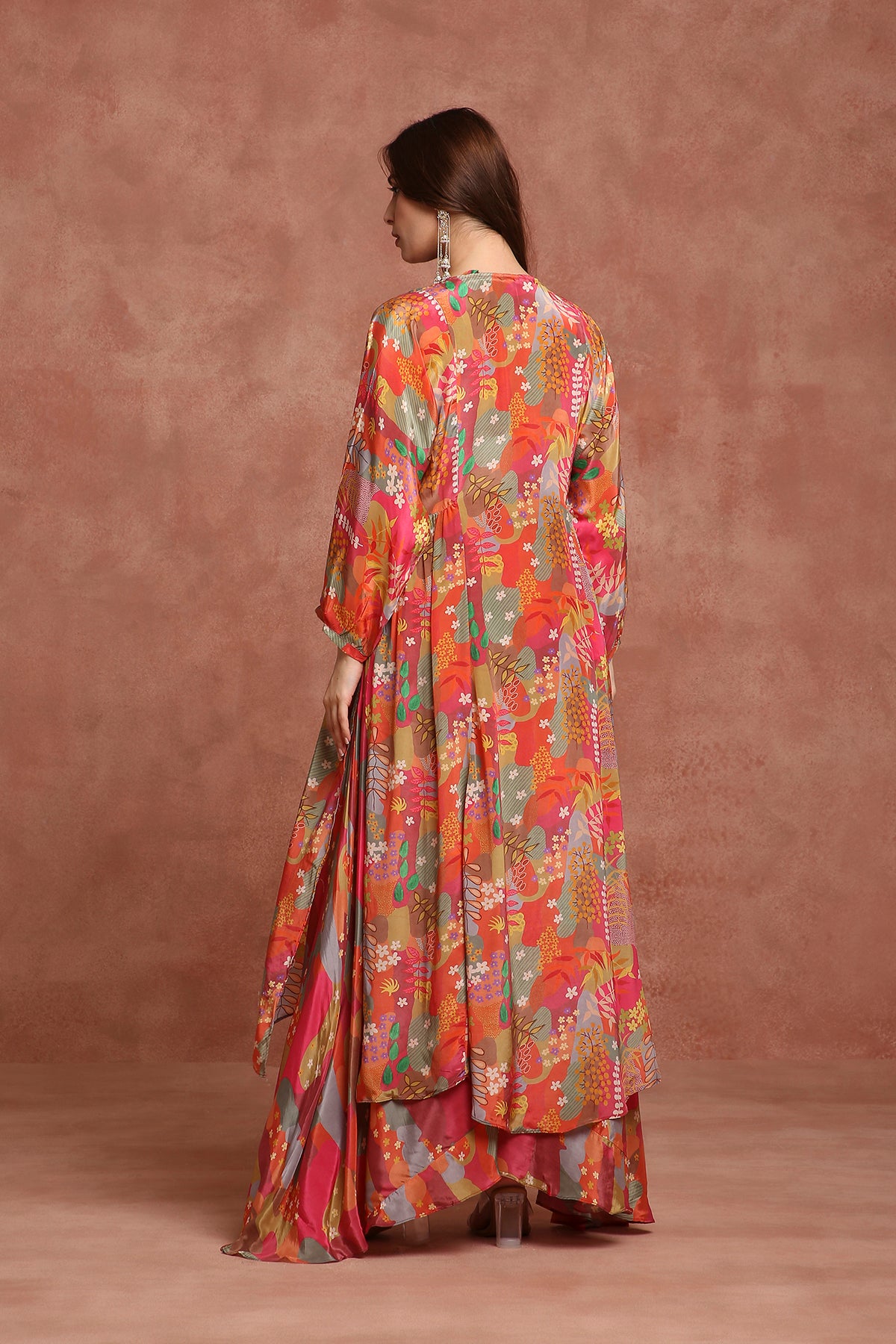 Multicolor Printed Draped Jacket Set for Mehendi, Destination Wedding & Festive Wear