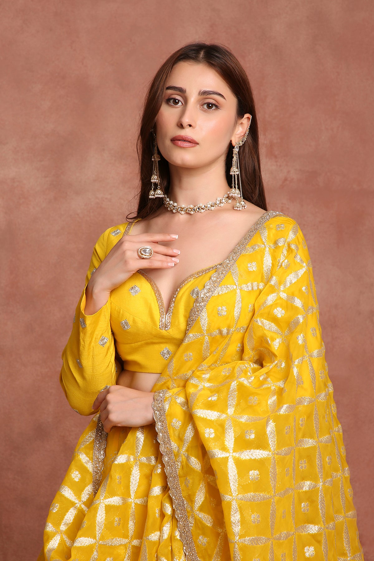 Radiant Mustard Yellow Haldi Lehenga Choli with Gota Patti & Mirror Work