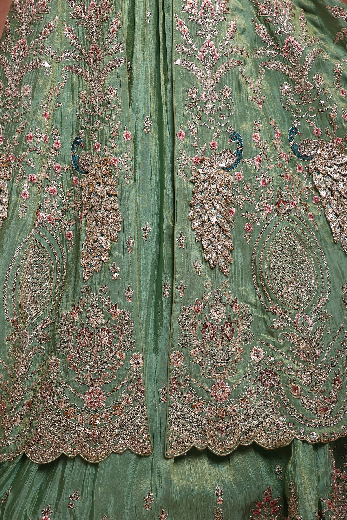 Royal Mint Green Embroidered Jacket Lehenga