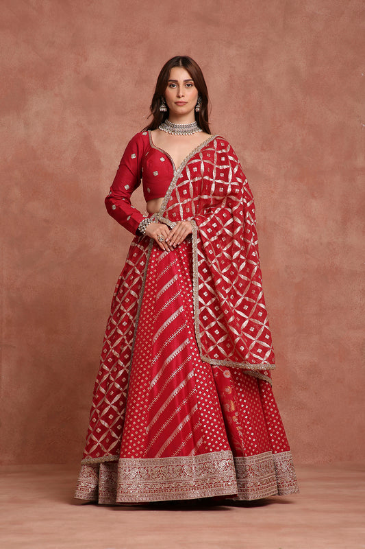 Royal Red Banarasi Silk Embroidered Bridal Lehenga Choli for Wedding & Reception