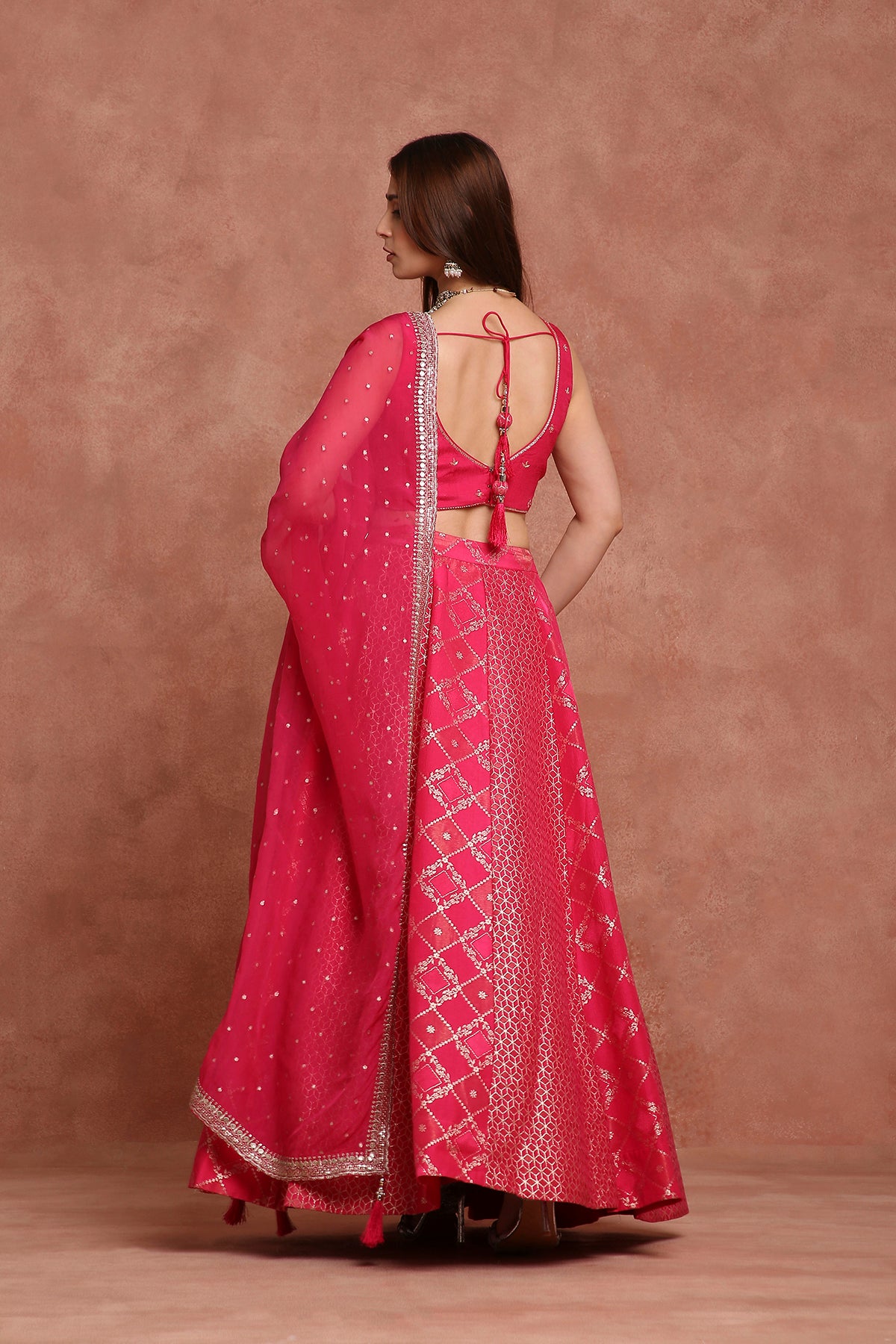 Embroidered Pink Silk Blend Lehenga Choli with Dupatta