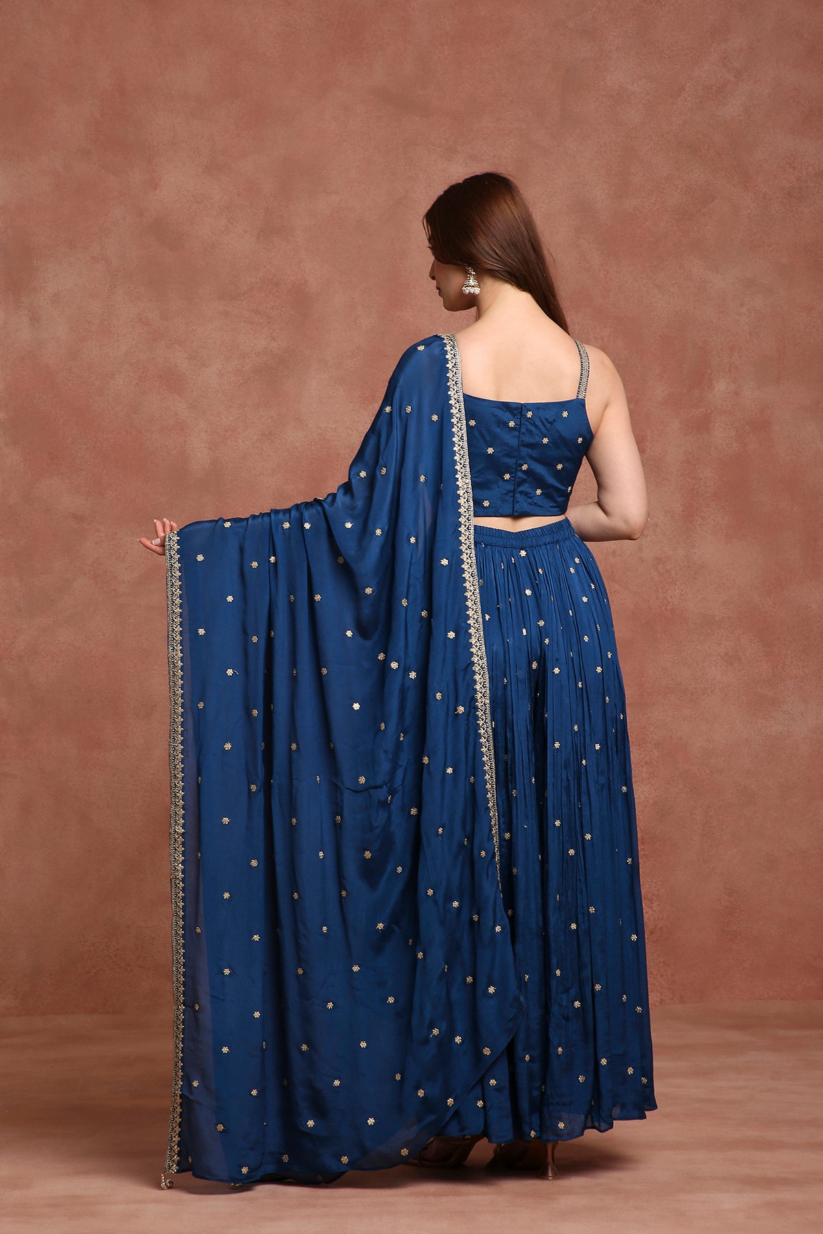 Blue Embellished Indo‑Western Outfit with Sharara