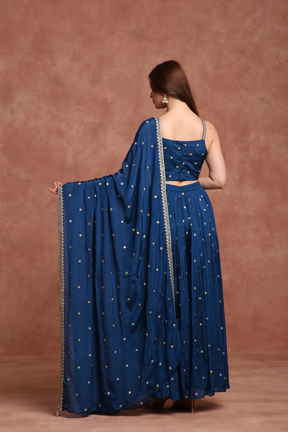 Blue Embellished Indo‑Western Outfit with Sharara