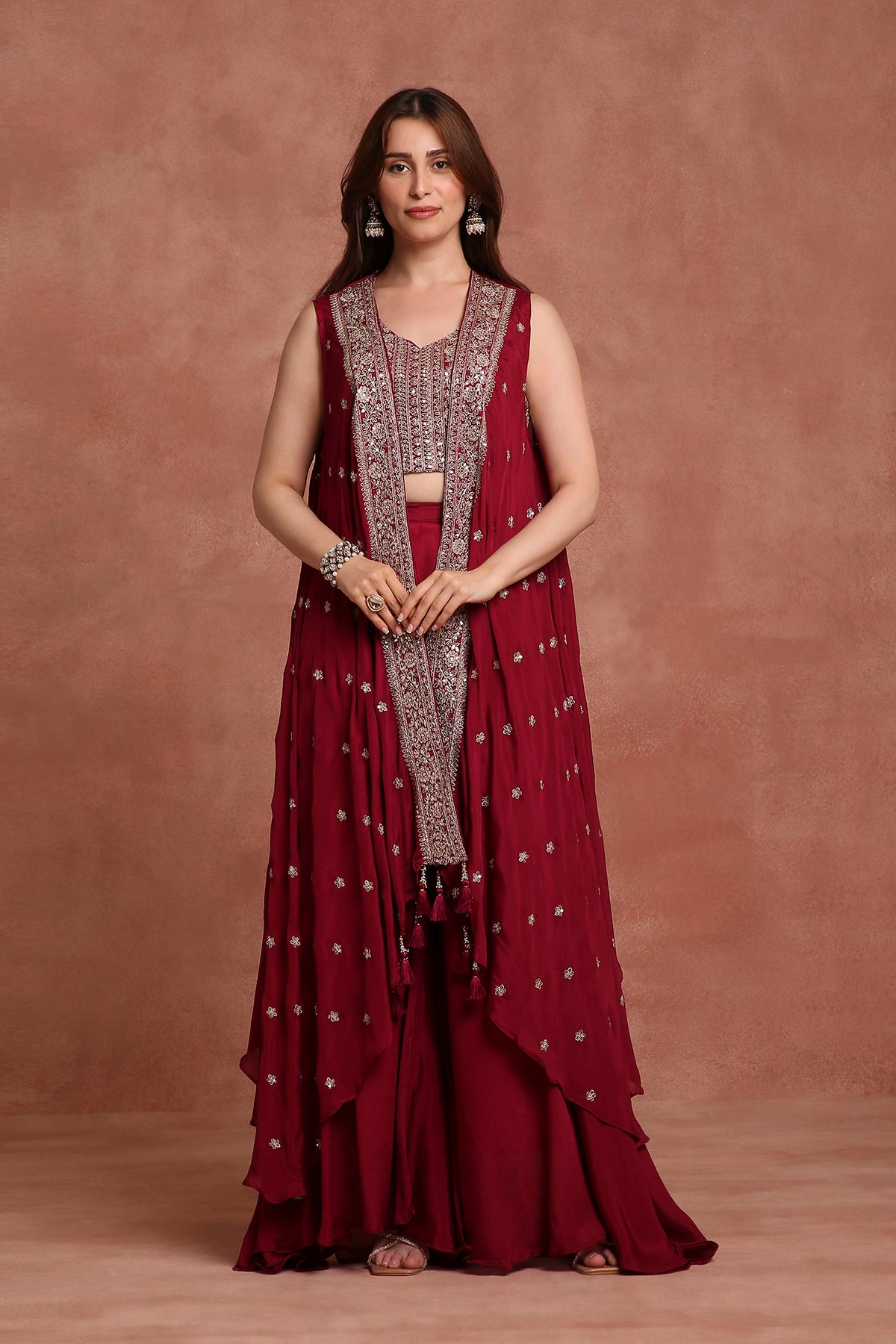 Majenta Embroidered Jacket Lehenga Set for Sangeet, Cocktail & Reception Wear