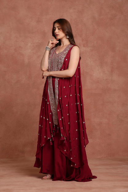 Majenta Embroidered Jacket Lehenga Set for Sangeet, Cocktail & Reception Wear
