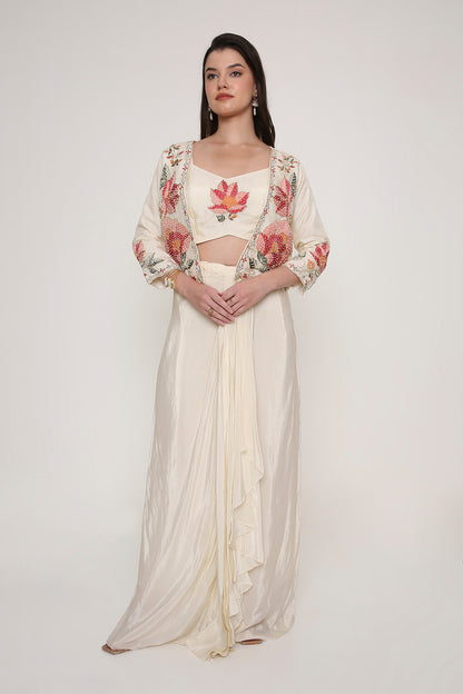 Contemporary Floral Bloom Indo-Western Co-ord Set