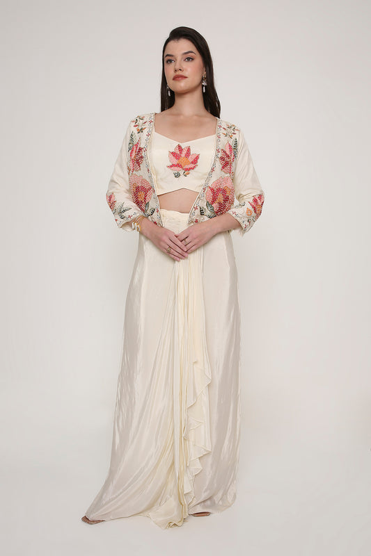 Contemporary Floral Bloom Indo-Western Co-ord Set
