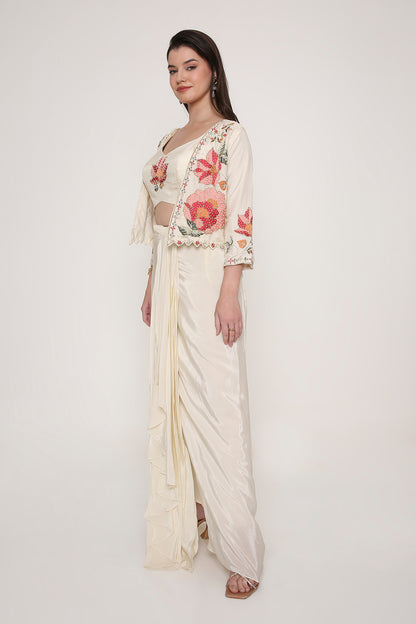 Contemporary Floral Bloom Indo-Western Co-ord Set