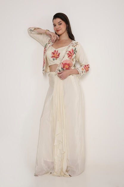 Contemporary Floral Bloom Indo-Western Co-ord Set