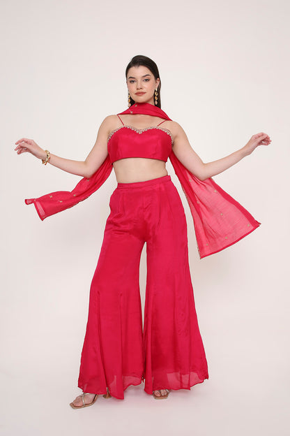 Pink Paisley Embroidered Indo-Western Fusion Sharara Suit